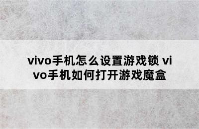 vivo手机怎么设置游戏锁 vivo手机如何打开游戏魔盒